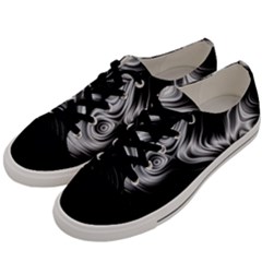 Black And White Abstract Swirls Men s Low Top Canvas Sneakers by SpinnyChairDesigns