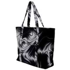 Black And White Abstract Swirls Zip Up Canvas Bag by SpinnyChairDesigns