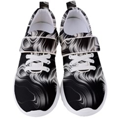 Black And White Abstract Swirls Women s Velcro Strap Shoes by SpinnyChairDesigns