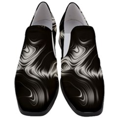 Black And White Abstract Swirls Women Slip On Heel Loafers by SpinnyChairDesigns