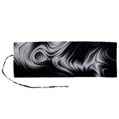 Black And White Abstract Swirls Roll Up Canvas Pencil Holder (m) by SpinnyChairDesigns