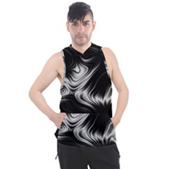 Black And White Abstract Swirls Men s Sleeveless Hoodie by SpinnyChairDesigns