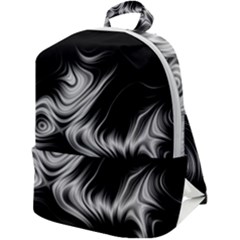 Black And White Abstract Swirls Zip Up Backpack