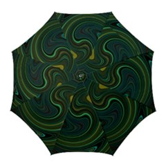 Dark Green Swirls Golf Umbrellas by SpinnyChairDesigns