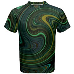 Dark Green Swirls Men s Cotton Tee by SpinnyChairDesigns