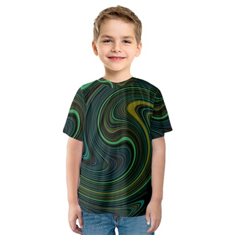 Dark Green Swirls Kids  Sport Mesh Tee by SpinnyChairDesigns