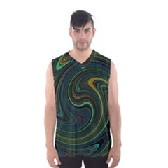 Dark Green Swirls Men s Basketball Tank Top by SpinnyChairDesigns