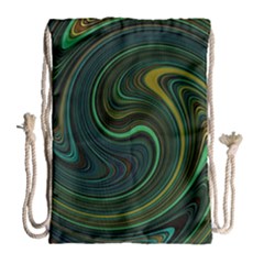 Dark Green Swirls Drawstring Bag (large) by SpinnyChairDesigns