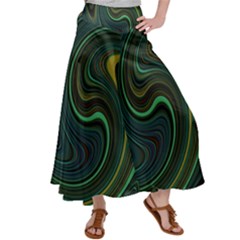 Dark Green Swirls Satin Palazzo Pants by SpinnyChairDesigns