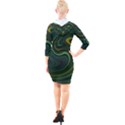 Dark Green Swirls Quarter Sleeve Hood Bodycon Dress View2