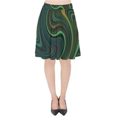 Dark Green Swirls Velvet High Waist Skirt by SpinnyChairDesigns