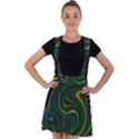 Dark Green Swirls Velvet Suspender Skater Skirt View1