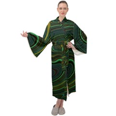 Dark Green Swirls Maxi Velour Kimono by SpinnyChairDesigns