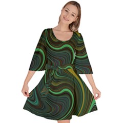 Dark Green Swirls Velour Kimono Dress by SpinnyChairDesigns