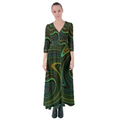 Dark Green Swirls Button Up Maxi Dress by SpinnyChairDesigns