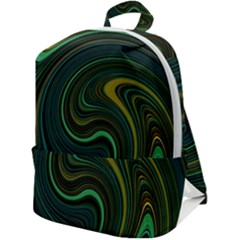 Dark Green Swirls Zip Up Backpack by SpinnyChairDesigns