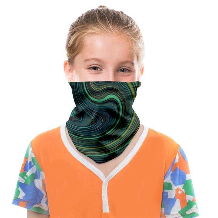 Dark Green Swirls Face Covering Bandana (Kids)