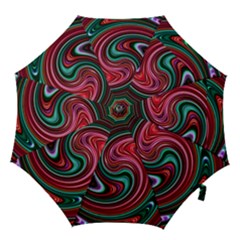 Red Green Swirls Hook Handle Umbrellas (medium) by SpinnyChairDesigns