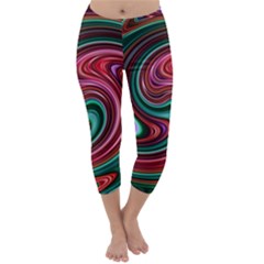 Red Green Swirls Capri Winter Leggings  by SpinnyChairDesigns