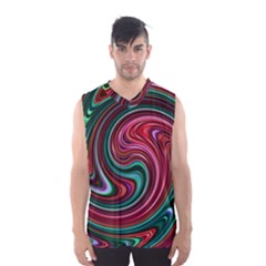 Red Green Swirls Men s Basketball Tank Top by SpinnyChairDesigns