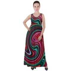 Red Green Swirls Empire Waist Velour Maxi Dress by SpinnyChairDesigns