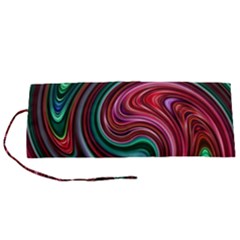 Red Green Swirls Roll Up Canvas Pencil Holder (s) by SpinnyChairDesigns