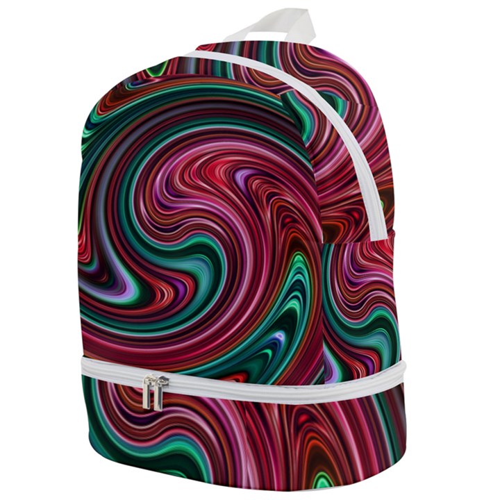 Red Green Swirls Zip Bottom Backpack