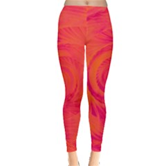 Pink And Orange Swirl Leggings  by SpinnyChairDesigns