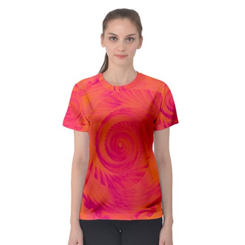 Pink And Orange Swirl Women s Sport Mesh Tee by SpinnyChairDesigns