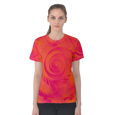 Pink And Orange Swirl Women s Cotton Tee by SpinnyChairDesigns