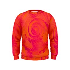 Pink And Orange Swirl Kids  Sweatshirt by SpinnyChairDesigns