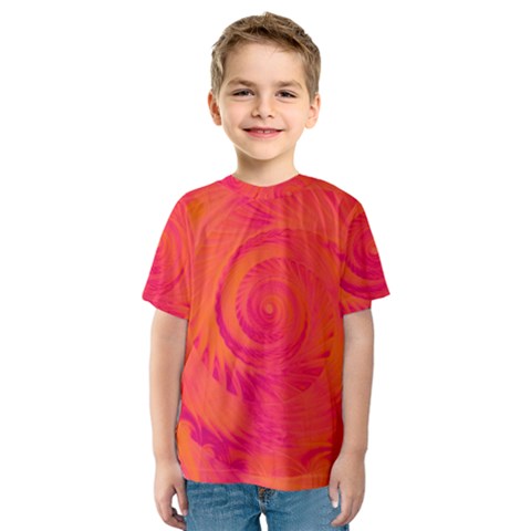 Pink And Orange Swirl Kids  Sport Mesh Tee by SpinnyChairDesigns