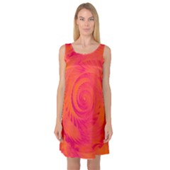 Pink And Orange Swirl Sleeveless Satin Nightdress by SpinnyChairDesigns