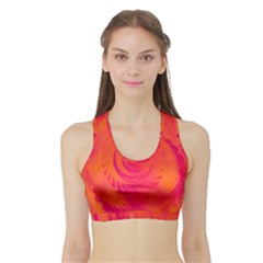 Pink And Orange Swirl Sports Bra With Border by SpinnyChairDesigns