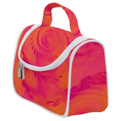 Pink And Orange Swirl Satchel Handbag by SpinnyChairDesigns