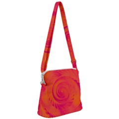 Pink And Orange Swirl Zipper Messenger Bag by SpinnyChairDesigns