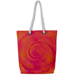 Pink And Orange Swirl Full Print Rope Handle Tote (small) by SpinnyChairDesigns