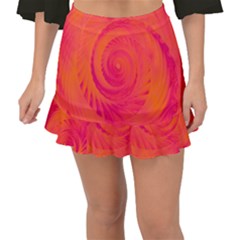 Pink And Orange Swirl Fishtail Mini Chiffon Skirt by SpinnyChairDesigns