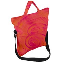 Pink And Orange Swirl Fold Over Handle Tote Bag by SpinnyChairDesigns