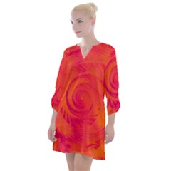 Pink And Orange Swirl Open Neck Shift Dress by SpinnyChairDesigns