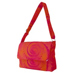 Pink And Orange Swirl Full Print Messenger Bag (m) by SpinnyChairDesigns