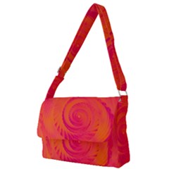 Pink And Orange Swirl Full Print Messenger Bag (l) by SpinnyChairDesigns