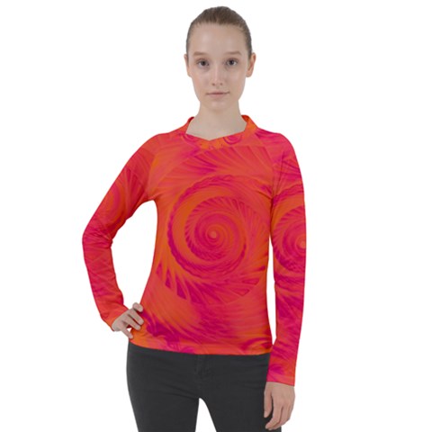 Pink And Orange Swirl Women s Pique Long Sleeve Tee by SpinnyChairDesigns