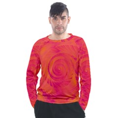 Pink And Orange Swirl Men s Long Sleeve Raglan Tee