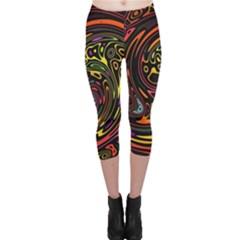 Abstract Tribal Swirl Capri Leggings  by SpinnyChairDesigns