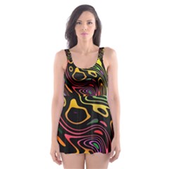 Abstract Tribal Swirl Skater Dress Swimsuit by SpinnyChairDesigns