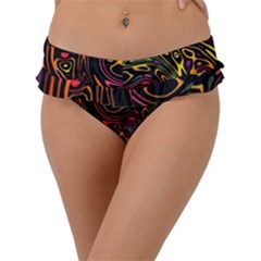 Abstract Tribal Swirl Frill Bikini Bottom by SpinnyChairDesigns