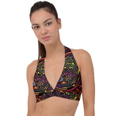 Abstract Tribal Swirl Halter Plunge Bikini Top by SpinnyChairDesigns