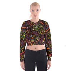 Abstract Tribal Swirl Cropped Sweatshirt by SpinnyChairDesigns