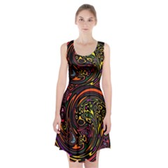 Abstract Tribal Swirl Racerback Midi Dress by SpinnyChairDesigns